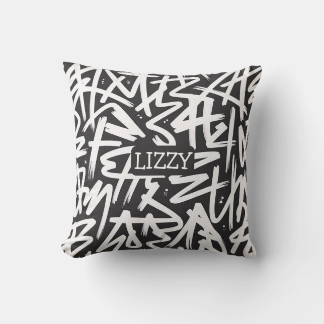 Almofada Personalized Graffiti Name Pattern — Custom Urban (Frente)