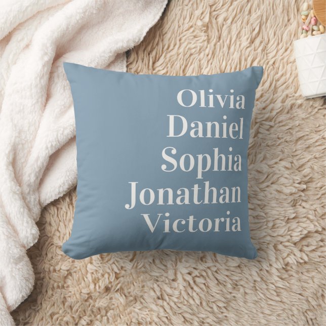 Almofada Personalized Grandchildren Names | Dusty Blue (Cobertor)