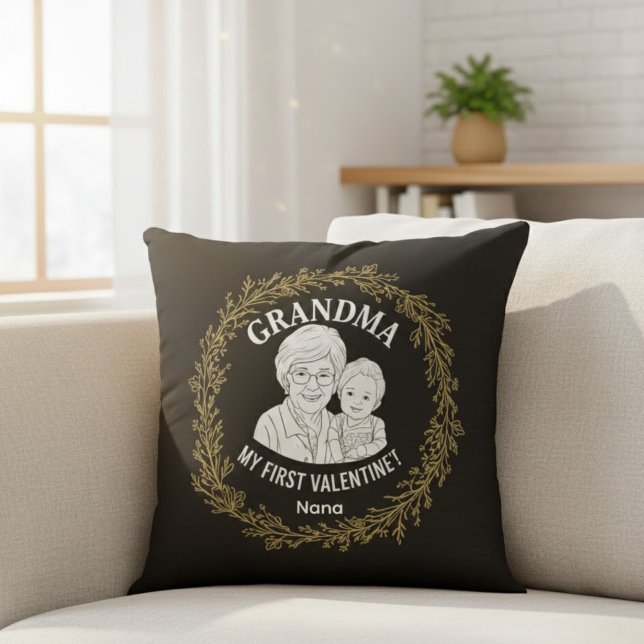 Almofada Personalized "Grandma" Photo Collage Design with F (Criador carregado)