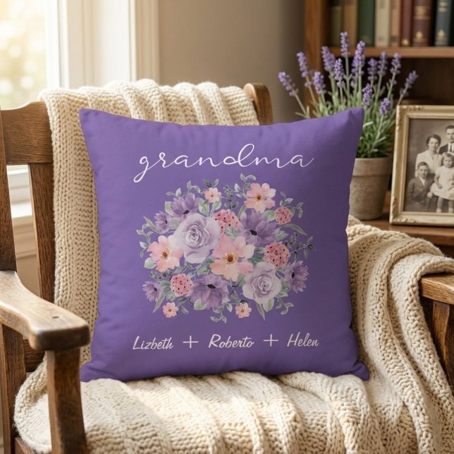 Almofada Personalized Grandma Pillow with Rose Bouquet (Criador carregado)