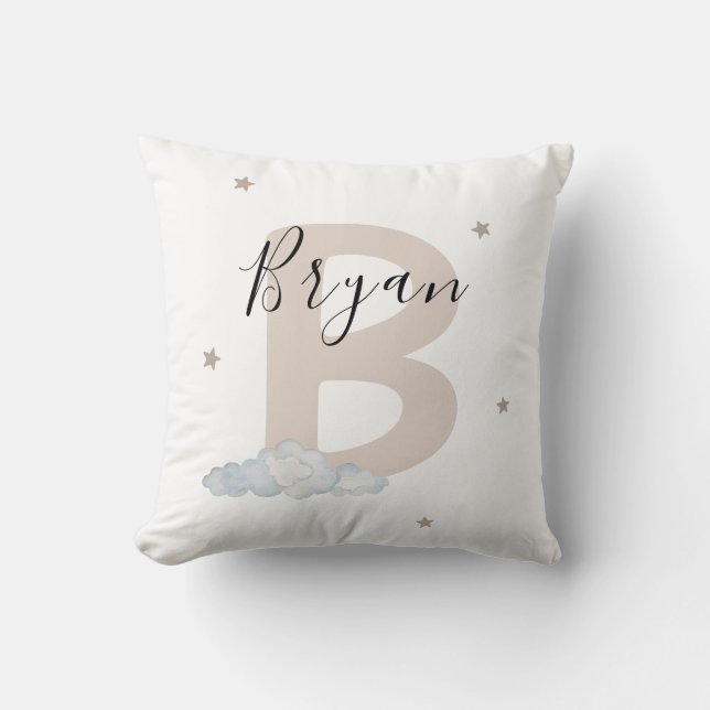 Almofada Personalized Initial Pillow for Boys Custom Name (Frente)