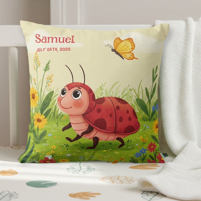 Almofada Personalized Ladybug Pillow – Baby Name (Criador carregado)