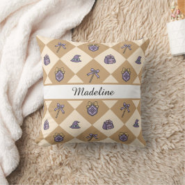 Almofada Personalized Magical Girl Name Gold Checkered