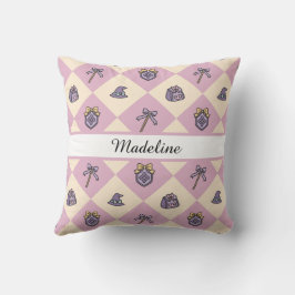 Almofada Personalized Magical Girl Name Pink Checkered