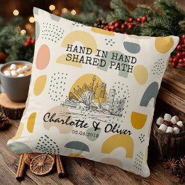 Almofada Personalized Modern Abstract Skyline Couple Pillow