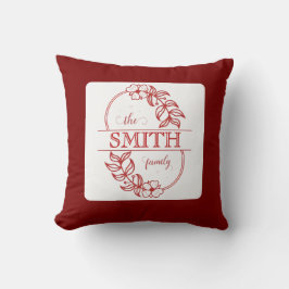 Almofada Personalized Modern Floral Family Name Monogram