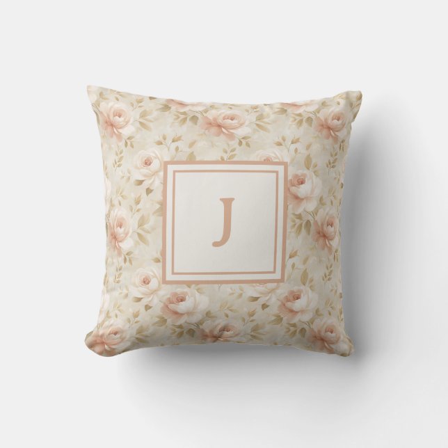 Almofada Personalized Monogram – Elegant Modern Floral  (Frente)