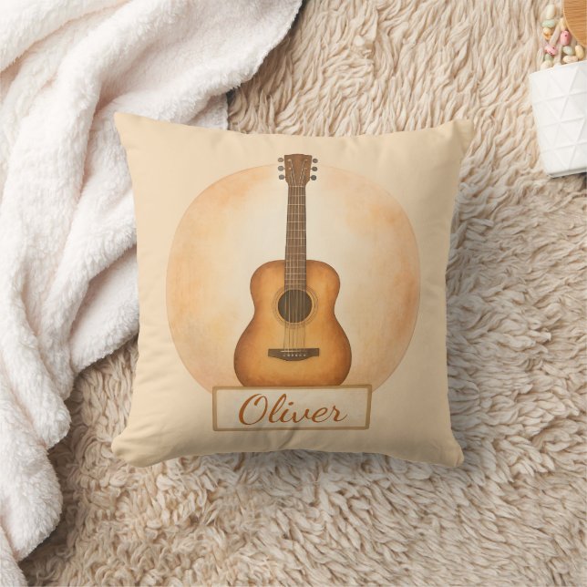 Almofada Personalized Name Acoustic Guitar For Music Lovers (Cobertor)