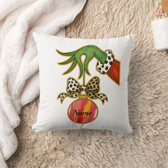 Almofada personalized Name Leopard Bow Parrot Ornament (Cobertor)