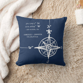 Almofada Personalized Nautical Coordinates & Compass Rose