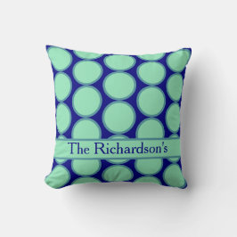 Almofada Personalized Navy Mint Polka Dot Pattern Modern