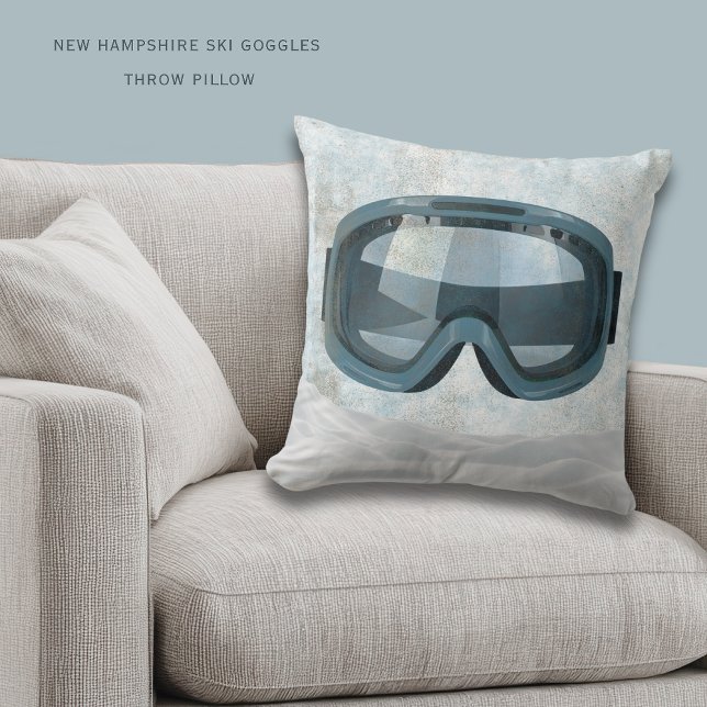Almofada Personalized New Hampshire | Ski Winter Decor  (Personalize this New Hampshire ski goggles throw pillow)