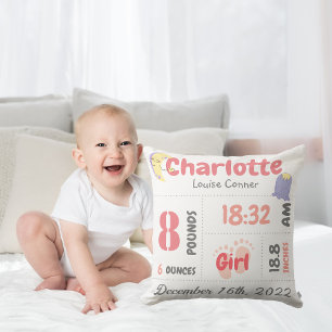 Almofada Personalized Newborn Detail Birth Announcement