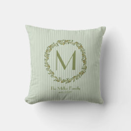 Almofada Personalized Olive Wreath Monogram Double-Sided 