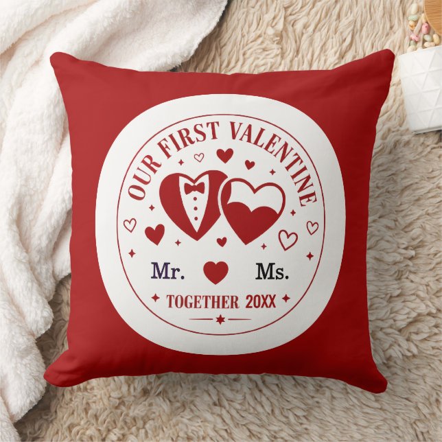 Almofada Personalized "Our First Valentine" Mr. & Ms.  (Cobertor)