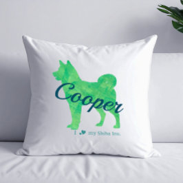 Almofada Personalized Pastel Green Color Shiba Inu Dog 柴犬