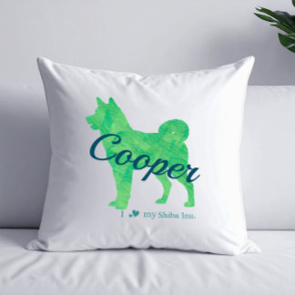 Almofada Personalized Pastel Green Color Shiba Inu Dog 柴犬