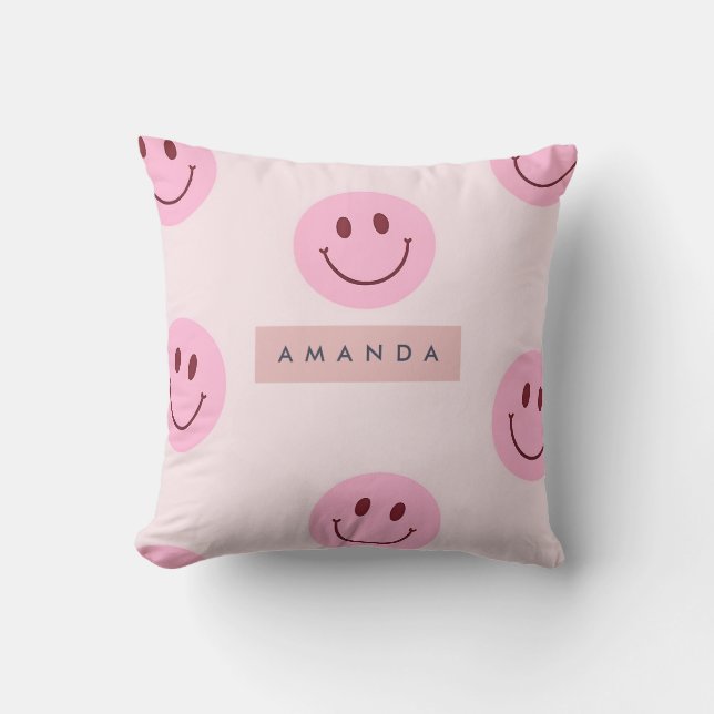 Almofada Personalized Pastel Pink Smiley Face  (Frente)
