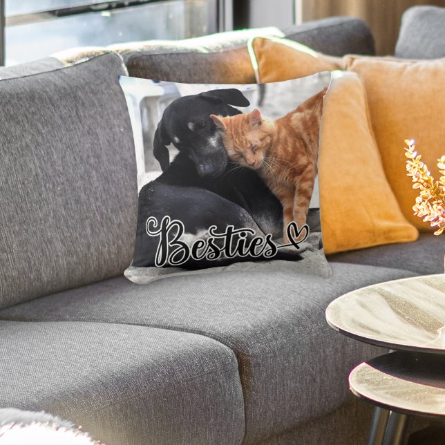 Almofada Personalized Pet Besties Throw Pillow (Criador carregado)