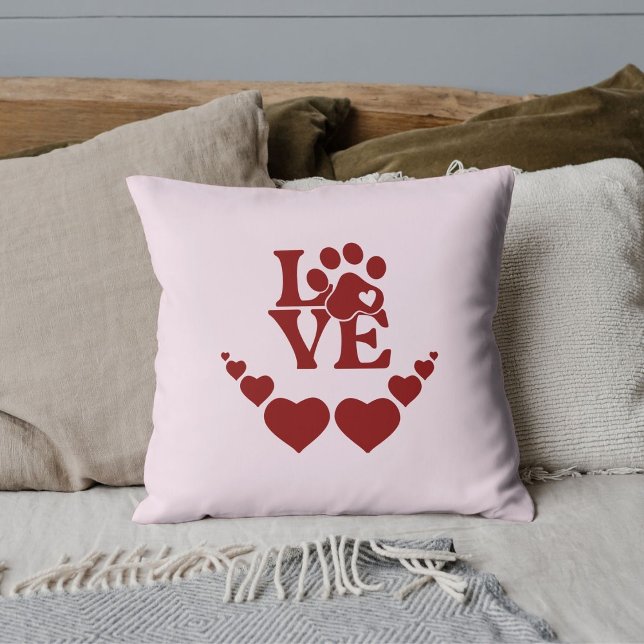Almofada Personalized Pet Lovers Red Heart Valentine's Day (Criador carregado)