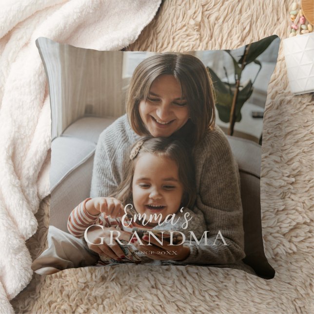 Almofada Personalized Photo & Custom Text Grandma Since -  (Cobertor)