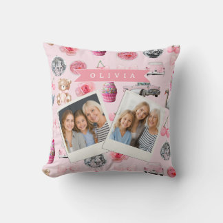 Almofada Personalized Pink Coquette Retro Cute Teddy Bear 