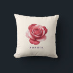 Almofada Personalized Red Rose Throw Pillow Elegant<br><div class="desc">Elegant and timeless, this personalized throw pillow features a large romantic red rose bloom on the front with your custom name, beautifully set against a warm cream background. The back is finished with a coordinating initial and delicate mini rose for a refined, boutique-inspired touch. This floral cushion blends classic romance...</div>