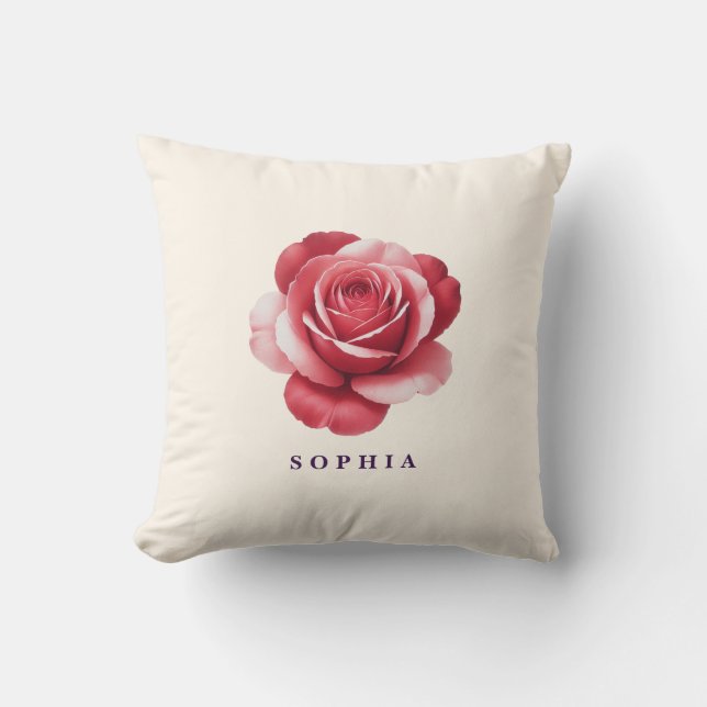 Almofada Personalized Red Rose Throw Pillow Elegant (Frente)