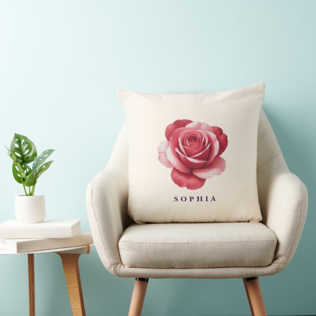 Almofada Personalized Red Rose Throw Pillow Elegant (Cadeira)