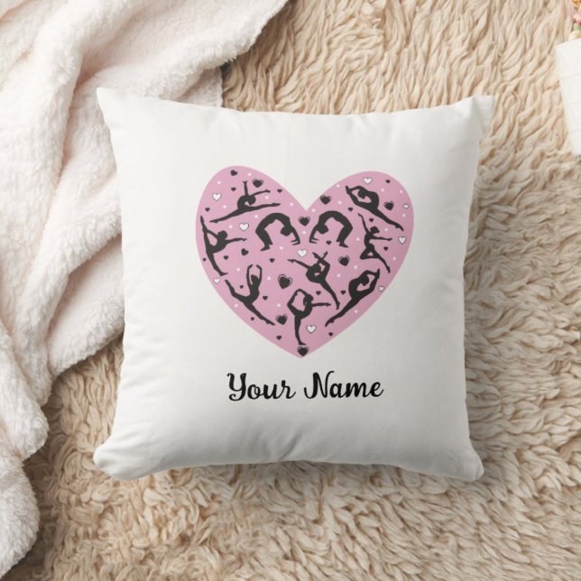 Almofada Personalized Rhythmic Gymnastics Pillow Pink Heart (Criador carregado)