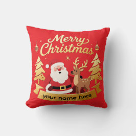 Almofada Personalized Santa Reindeer Christmas Pillow