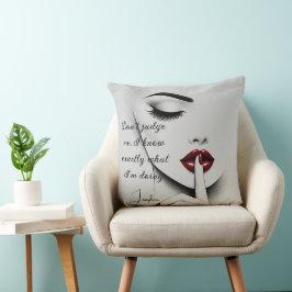 Almofada Personalized Sassy Quote Red Lips Beauty Glam Chic
