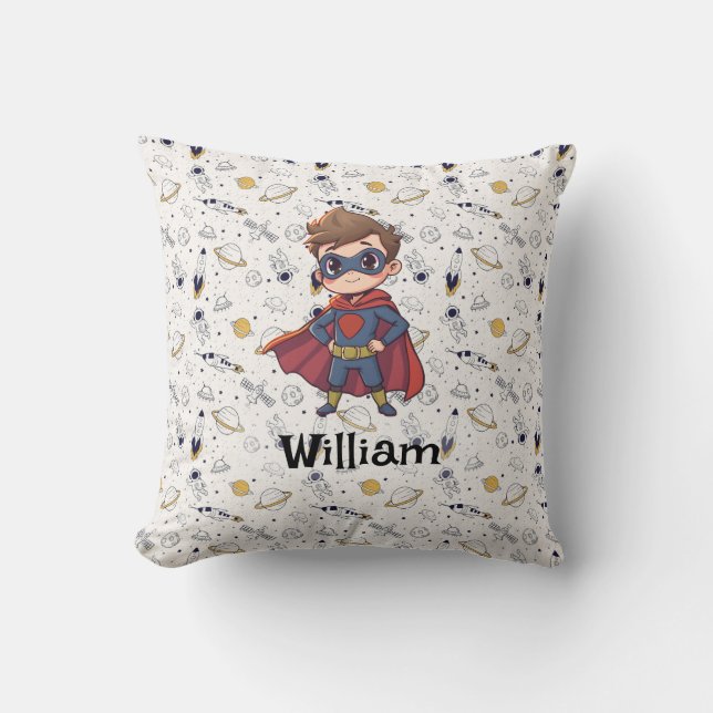 Almofada Personalized Superhero Name Pillow - Kids Pillow (Frente)