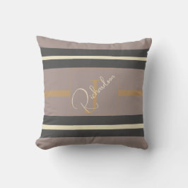 Almofada Personalized Taupe Gold Stripe Modern Neutral Chic