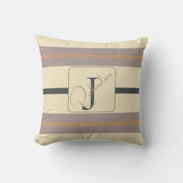 Almofada Personalized Taupe Gold Stripe Modern Neutral Chic