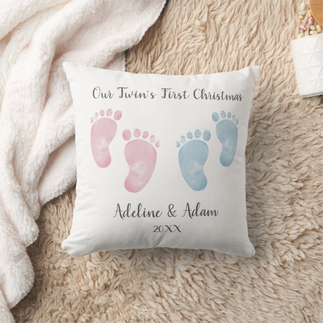 Almofada Personalized Twin Baby Footprint Pillow (Cobertor)