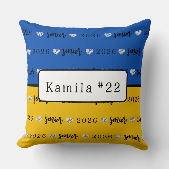Almofada Personalized Volleyball Senior Blue and Yellow  (Frente)