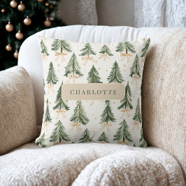 Almofada Personalized Watercolor Christmas Tree Name