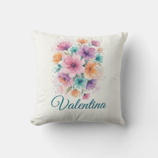 Almofada Personalized Watercolor Floral Bouquet Name Throw