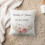 Almofada Personalized Wedding Pillow with Names & Date<br><div class="desc">Celebrate love with this elegant personalized wedding pillow! Featuring the couple’s names and wedding date,  adorned with soft blush roses and greenery,  it makes a perfect keepsake for newlyweds. Ideal for home decor,  anniversary gifts,  bridal showers,  or as a unique wedding present. Customize it to make it truly special!</div>