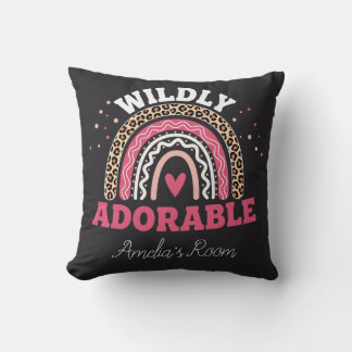 Almofada Personalized Wild One Boho Leopard Rainbow Throw 