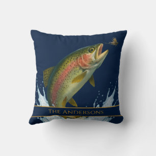 Almofada Pesca com mosca-da-água com truta-marinho azul