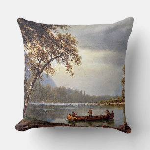 Almofada Pesca do salmão no Cascapediac Albert Bierstadt