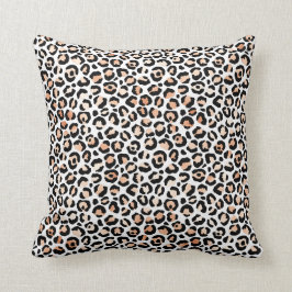 Almofada Pêssego Branco Impressão Preta-Leopardo
