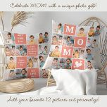 Almofada Pêssego Coral de Colagem de Fotos Personalizado pe<br><div class="desc">Celebre a extraordinária jornada da maternidade com nosso Travesseiro Moderno MOM Photo Collage — uma mistura deliciosa de estilo, sentimento e personalização. Este travesseiro encantador é o presente perfeito para o Dia das Mães, capturando memórias de preciosos em um design ousado e moderno que as mães adorarão. Recursos do produto:...</div>