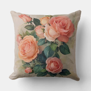 Almofada Pêssego e Salmão - Flor rosa