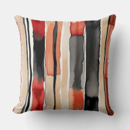 Almofada Pêssego vermelho branco e abstrato preto