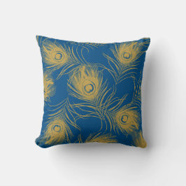 Almofada Peste de Peacock Azul e Dourada