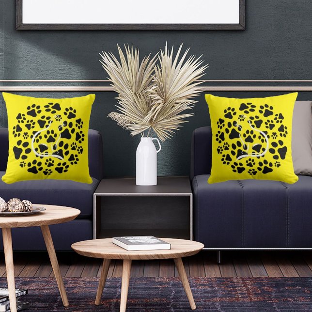 Almofada Pet Cat E Patas Em Amarelo Negro Legal E Cinto Mod (Criador carregado)