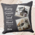 Almofada Pet Cat Memorial - Pet Sympathy Cote Cat Pet Foto<br><div class="desc">Celebre seu melhor amigo com um travesseiro personalizado de memorial para gatos de estimação. Este é o presente perfeito para você, família ou amigos para honrar aqueles que amam. Esperamos que o seu travesseiro de fotos de gato único traga alegria, paz e memórias felizes. Citação " Sua vida foi uma...</div>